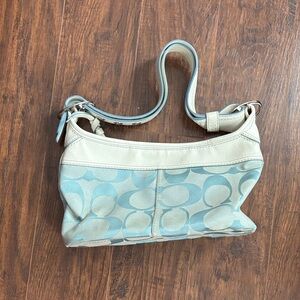 Coach Cream and Blue Shoulder Bag
